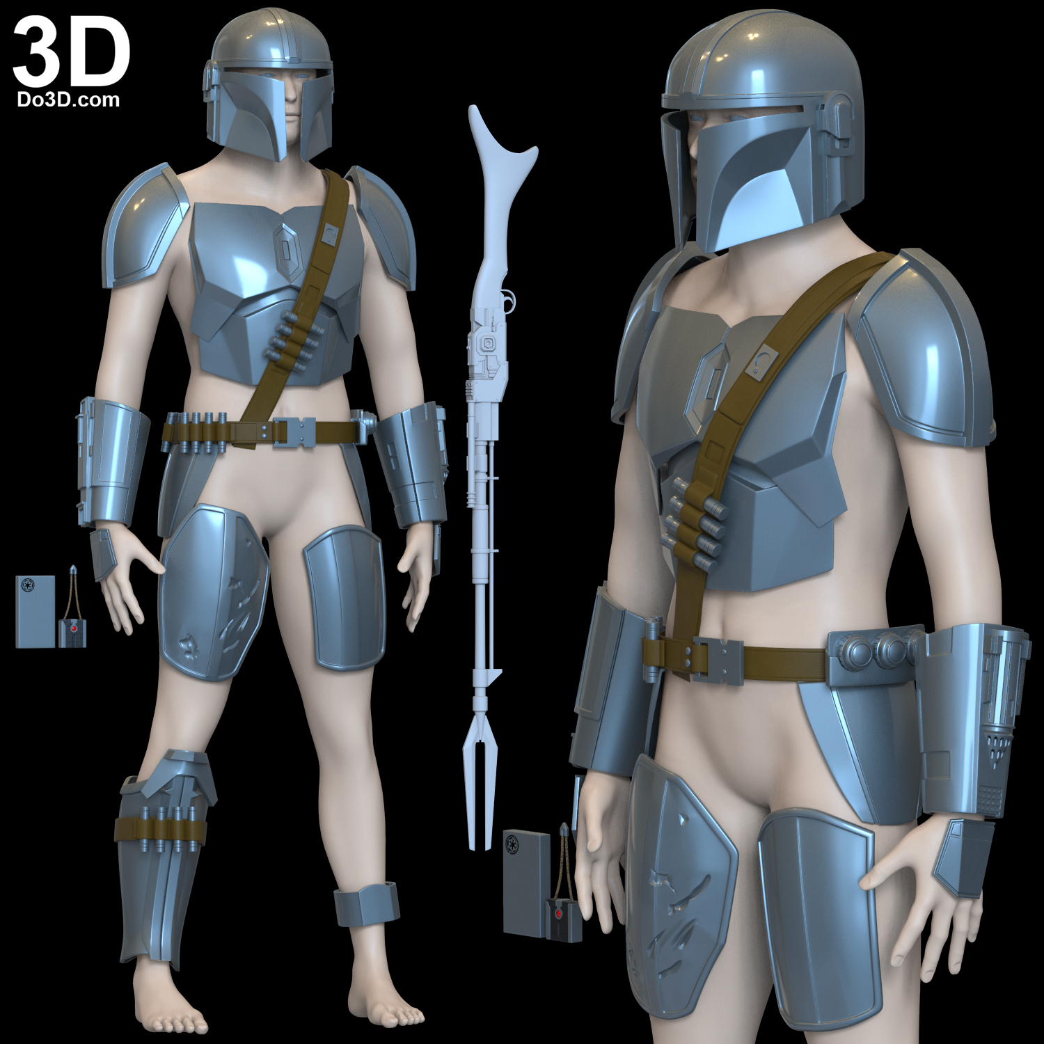 3D Printable Model Mandalorian Beskar Steel Armor, Helmet, Bounty