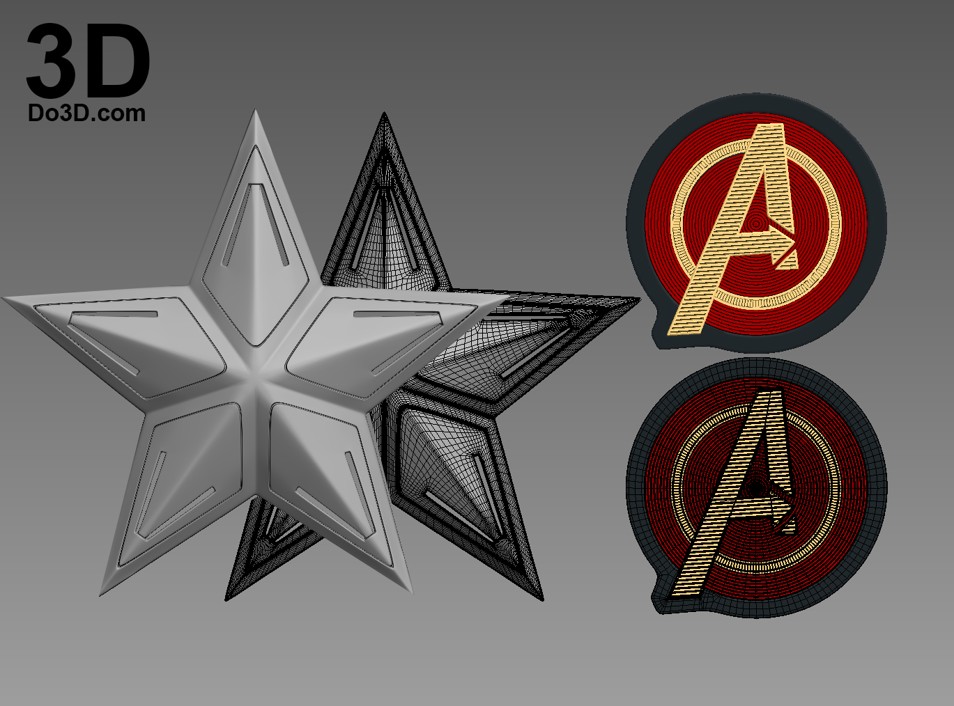3D Printable Model: Shoulder Armor, Chest Star Piece And Avengers Logo  Emblem from Captain America Civil War| Print File Format: STL – Do3D  Portfolio