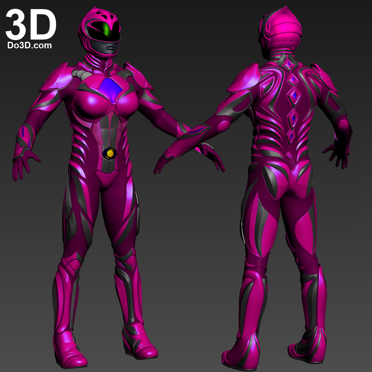 3D Printable Model: Pink Ranger Full Armor Suit + Helmet ...